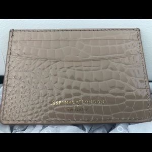 Aspinal Of London Taupe Patent Croc Leather Card Holder.